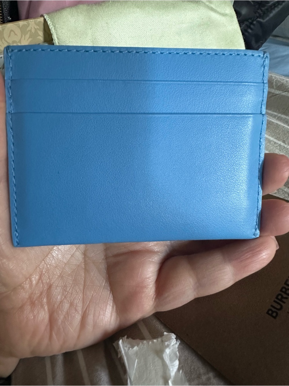 Burberry Blue Leather TB Monogram Card Holder - Picture 2 of 7